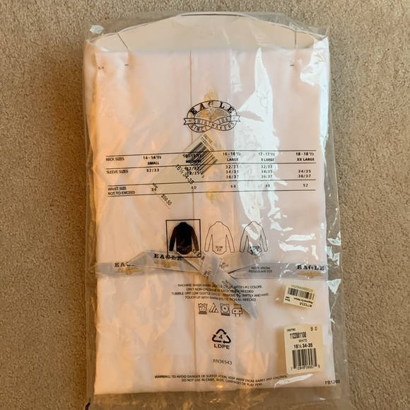 Men’s Non-Iron Regular Fit Eagle white dress shirt size 16 1/2 34/35 - Picture 4 of 4